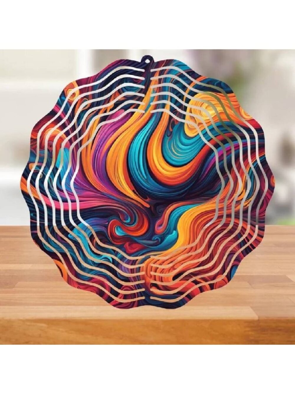Versatility 500 3D Wind Spinner Metal 10" Round Abstract Pink Purple Blue Vibran